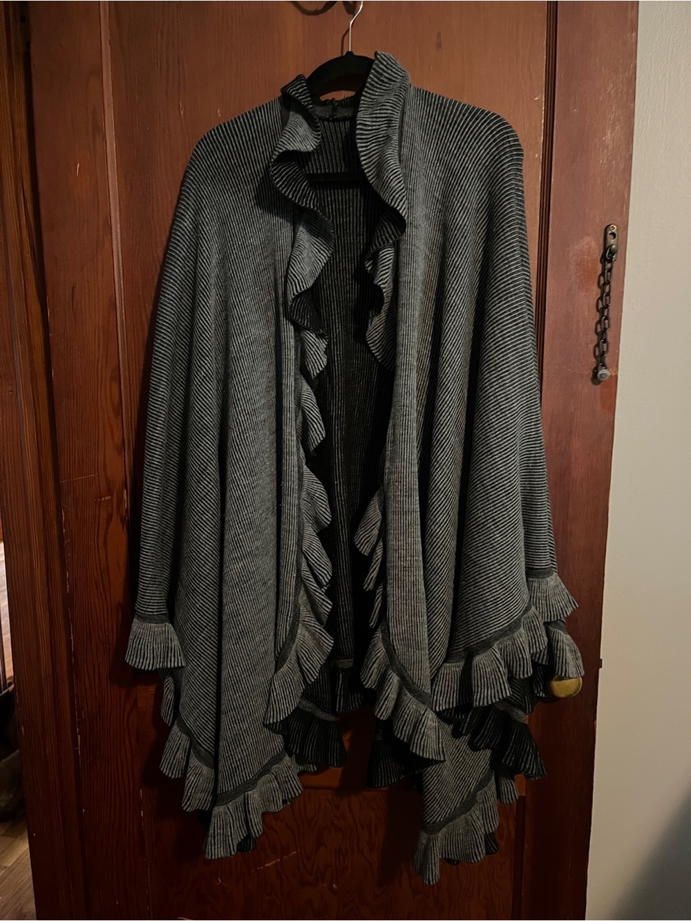 Gray Ruffle-Trim Women's Sweater Wrap